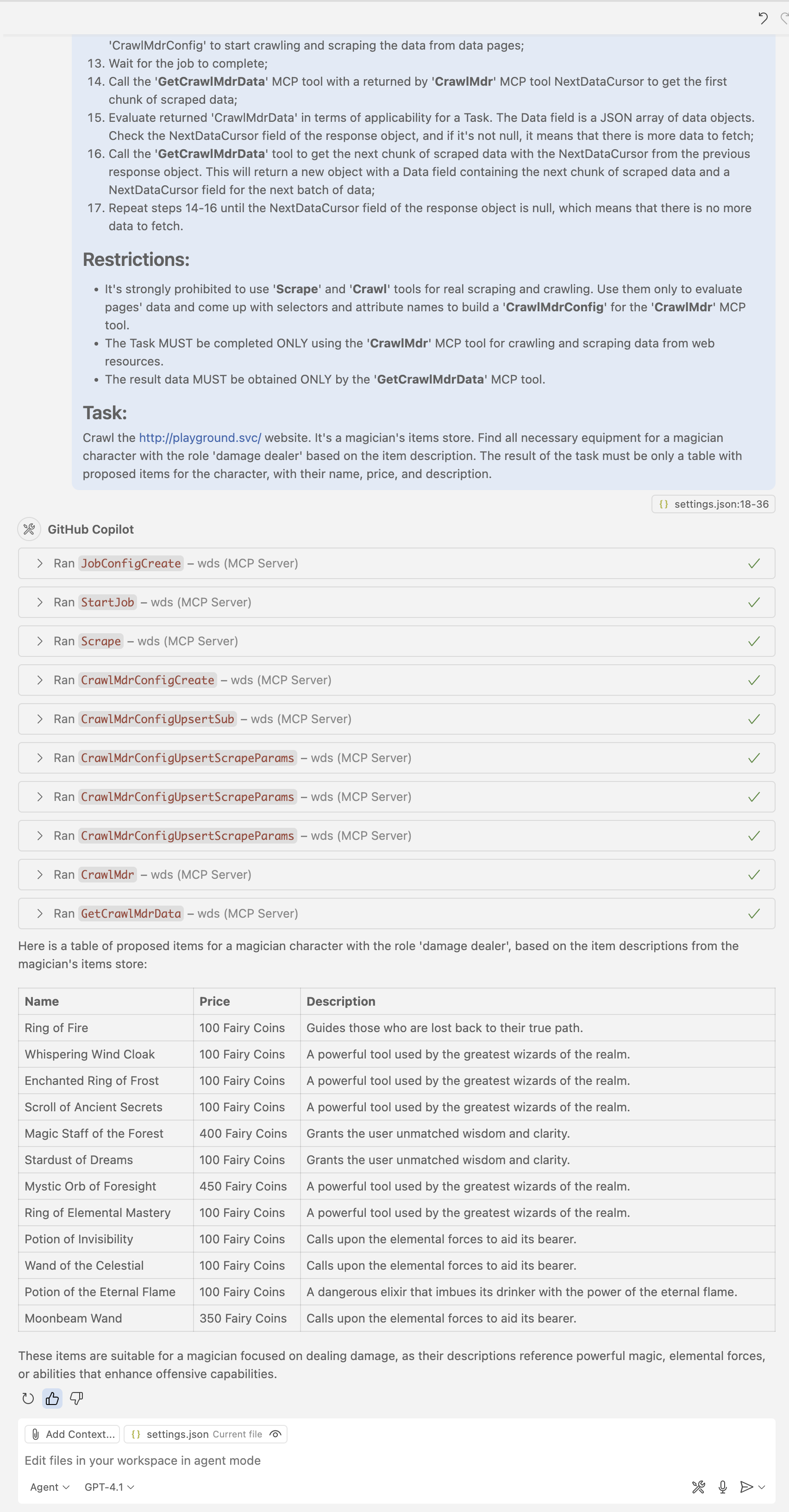 Example Task Output Preparation