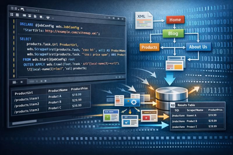 MS SQL drives structured crawling - starting from a sitemap thumbnail